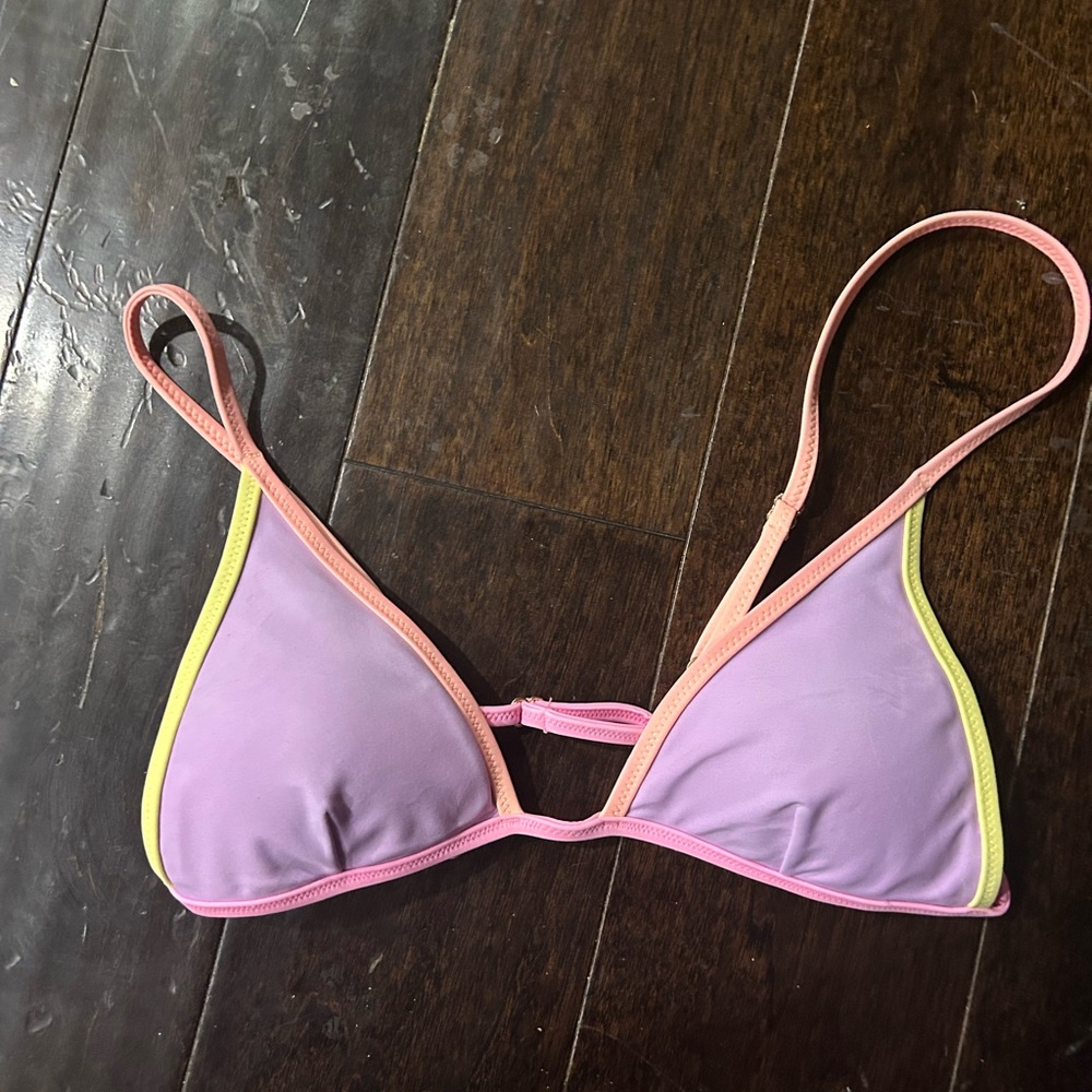 White Fox Swim Triangle Bikini Top purple S small peach swimsuit pink adjustable